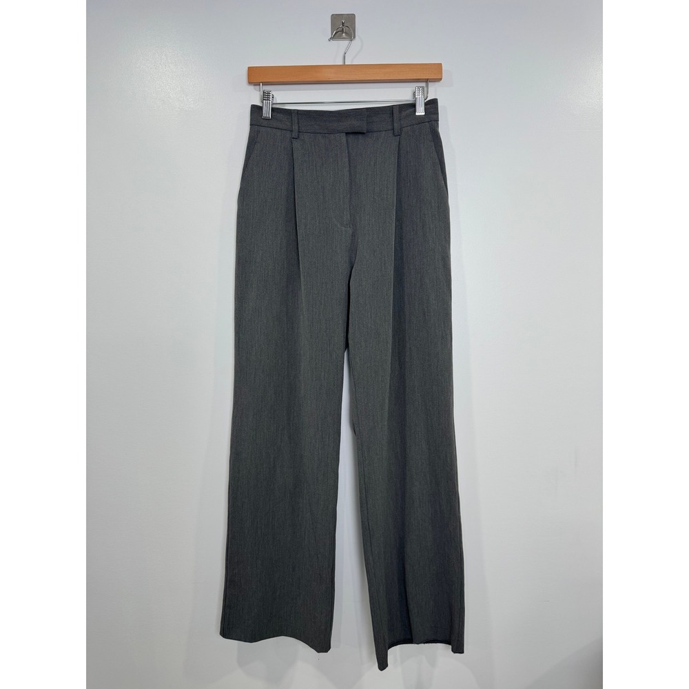 Djerf Avenue Women Grey Favorite Pants Wide Leg Pleated Trousers XS